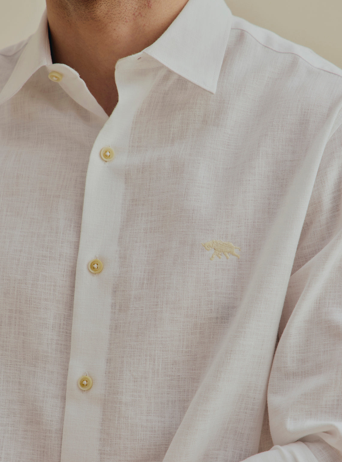 Jasmine White Cotton Slub Shirt