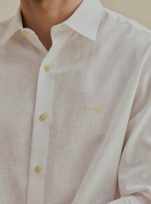 Jasmine White Cotton Slub Shirt
