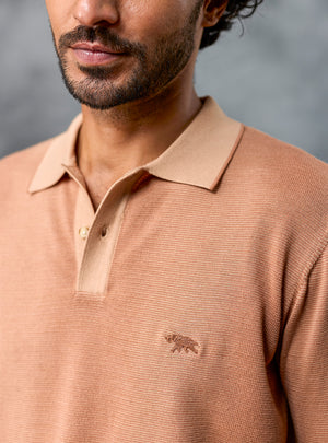 Long Game Khaki Cotton Polo