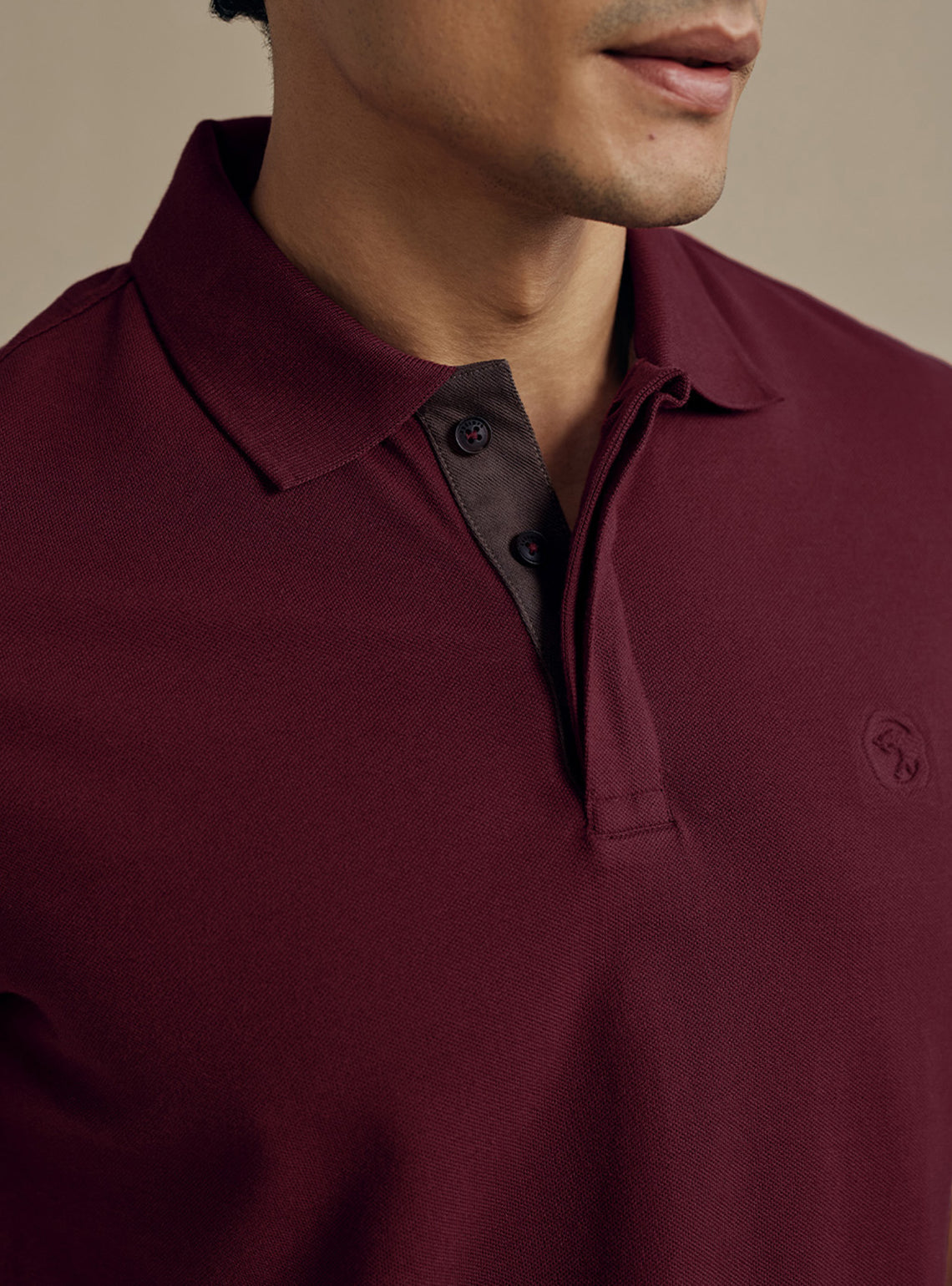 Deep Maroon Cotton Stretch Pique Polo