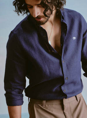 Midnight Navy Linen Shirt
