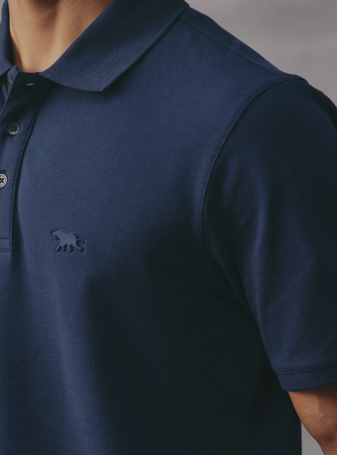 Thyme Navy Cotton Stretch Polo