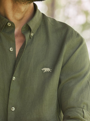 Terrain Olive European Linen Shirt