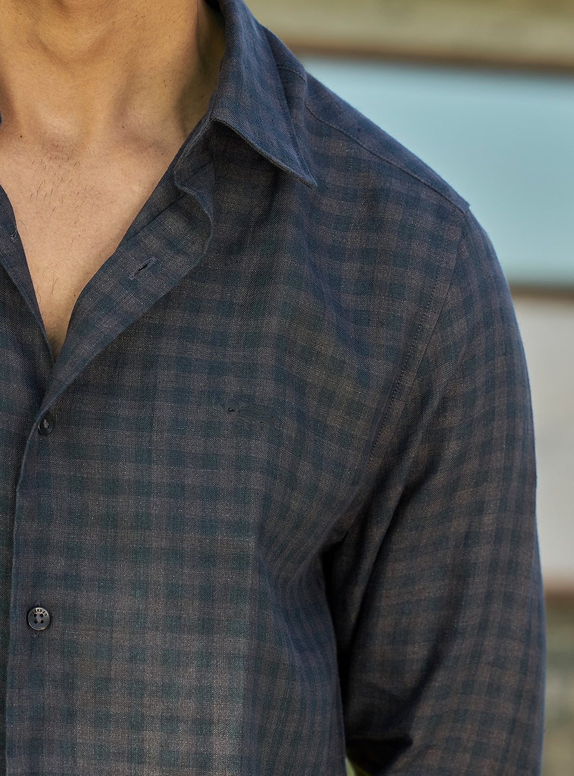 Tartan Black Check Linen Shirt