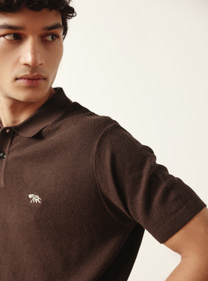 Paco Brown Cotton Viscose Knit Polo