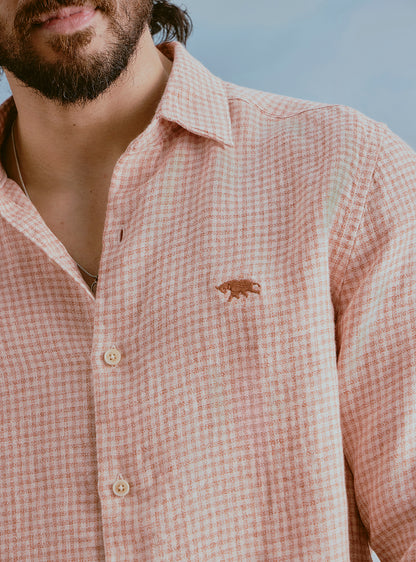 Dune Orange Linen Check Shirt