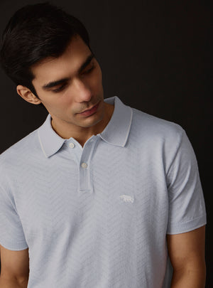 Regal Blue Cotton Chevron Polo