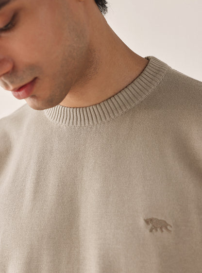 Light Khaki Cotton Pullover