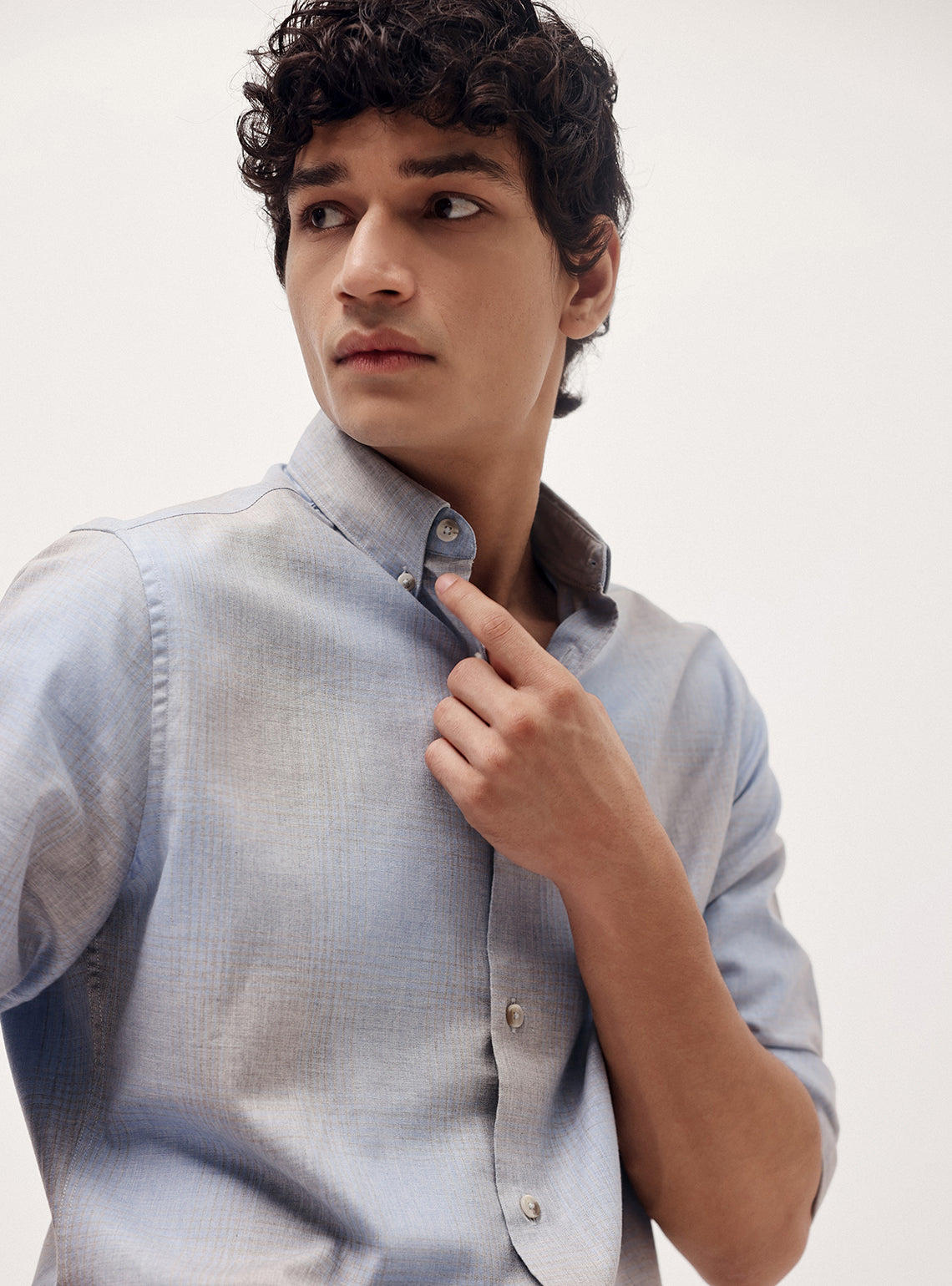 Blue Fade Cotton Melange Shirt