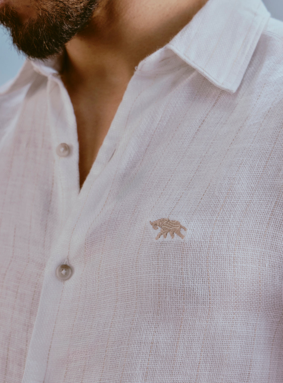 Foam White Linen Stripe Shirt