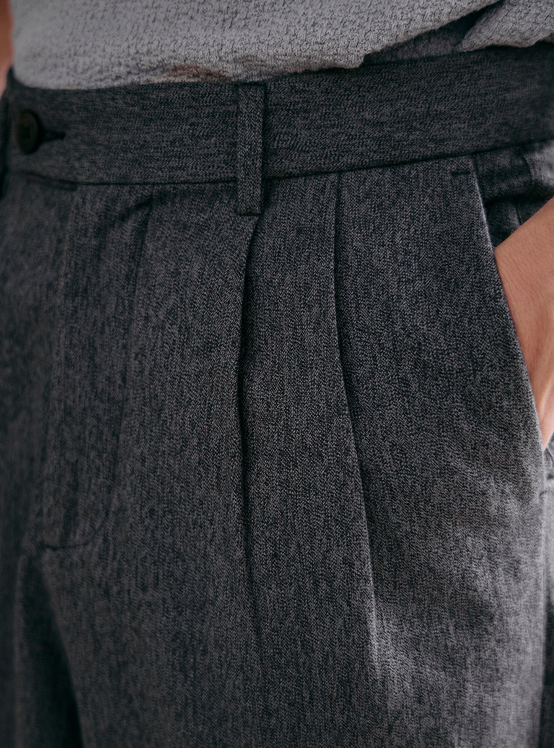 Jaguar Grey Cotton Pleated Trousers