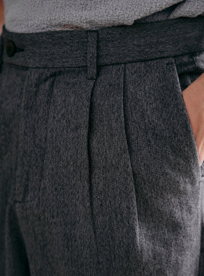 Jaguar Grey Cotton Pleated Trousers