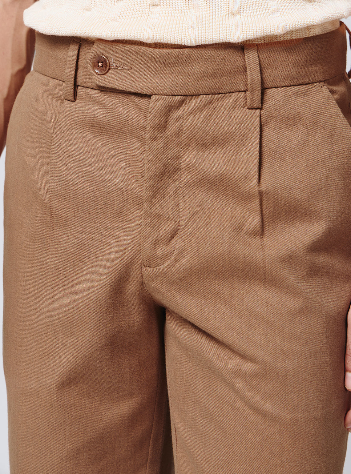 Antique Brown Cotton Melange Trousers