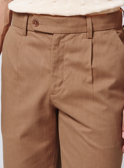 Antique Brown Cotton Melange Trousers