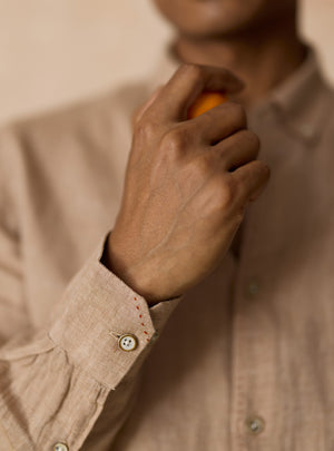 Raw Umber European Linen Shirt
