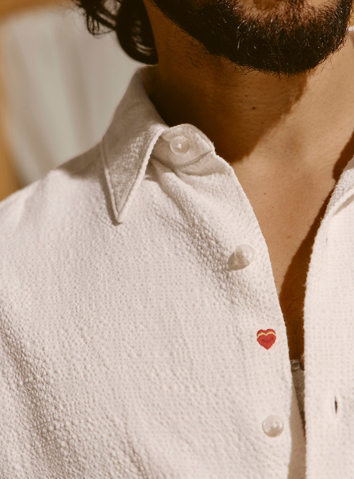 Rhodes Off-White Cotton Viscose Shirt