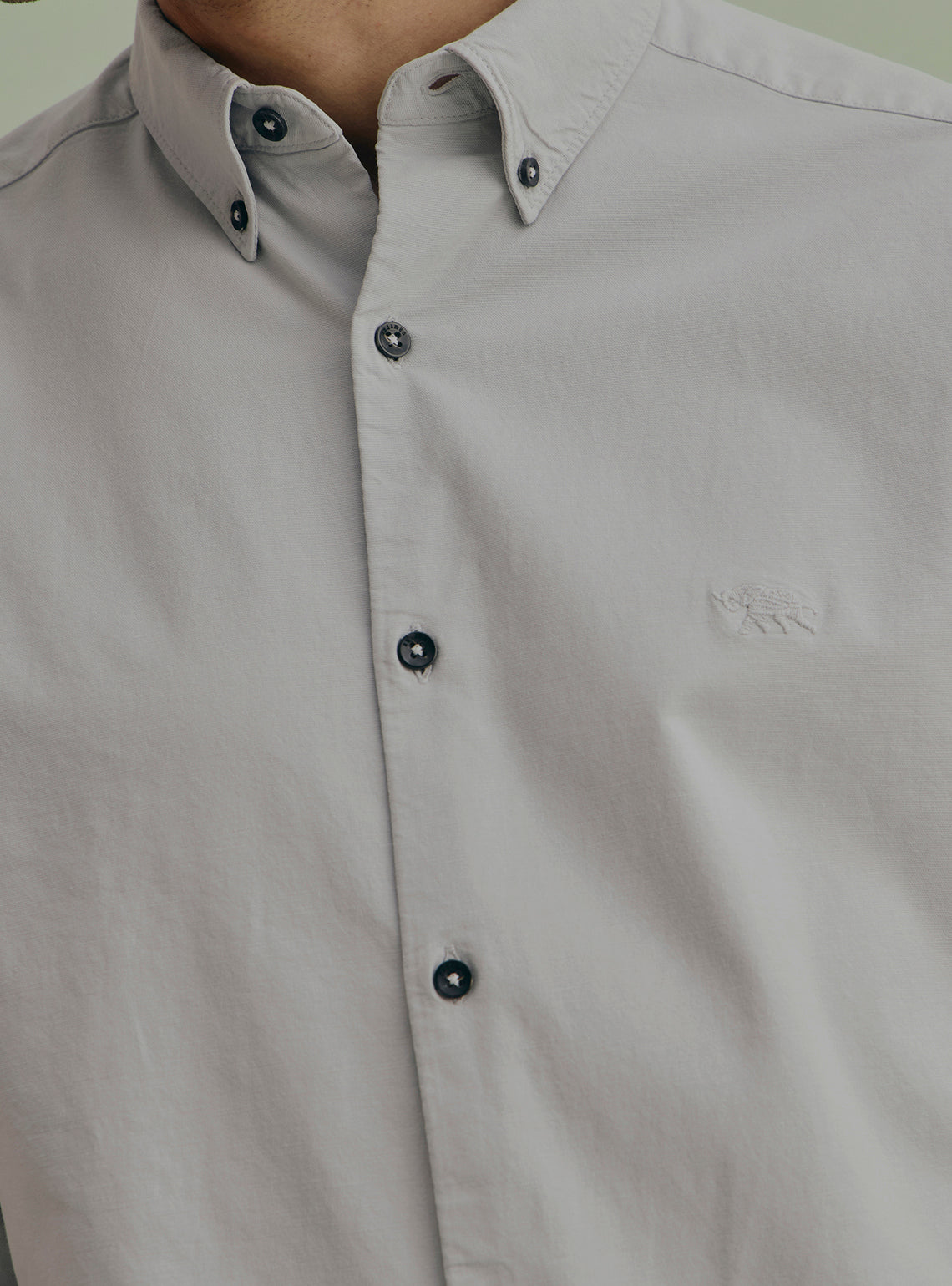 Florentina Grey Cotton Stretch Oxford Shirt