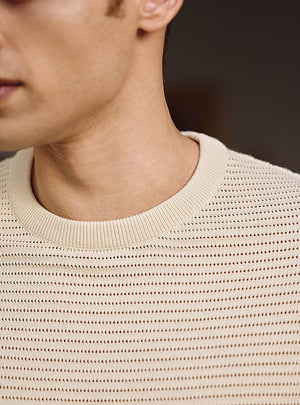 Vanilla Cotton Pointelle Crew
