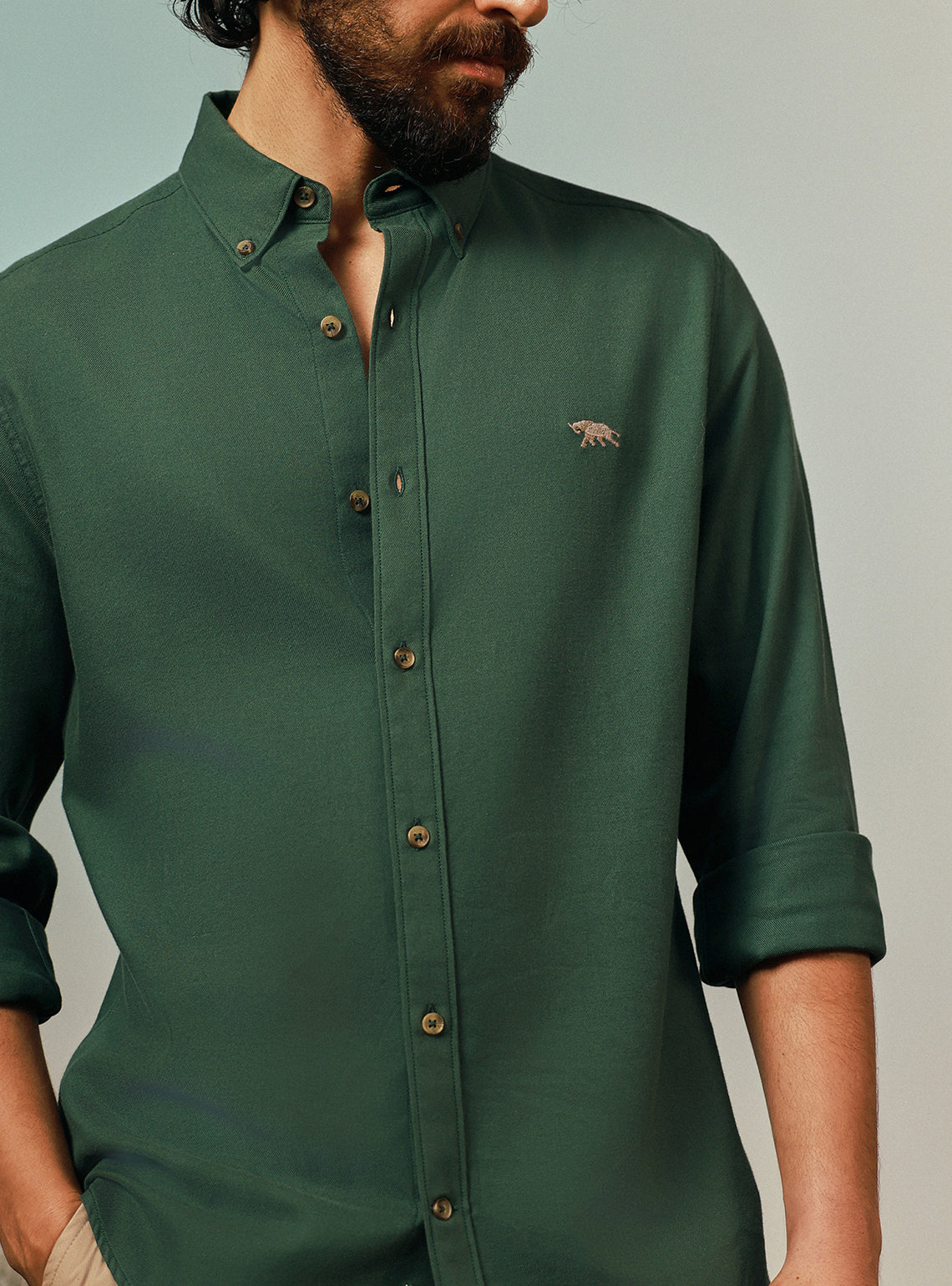 Jungle Olive Cotton Twill Shirt