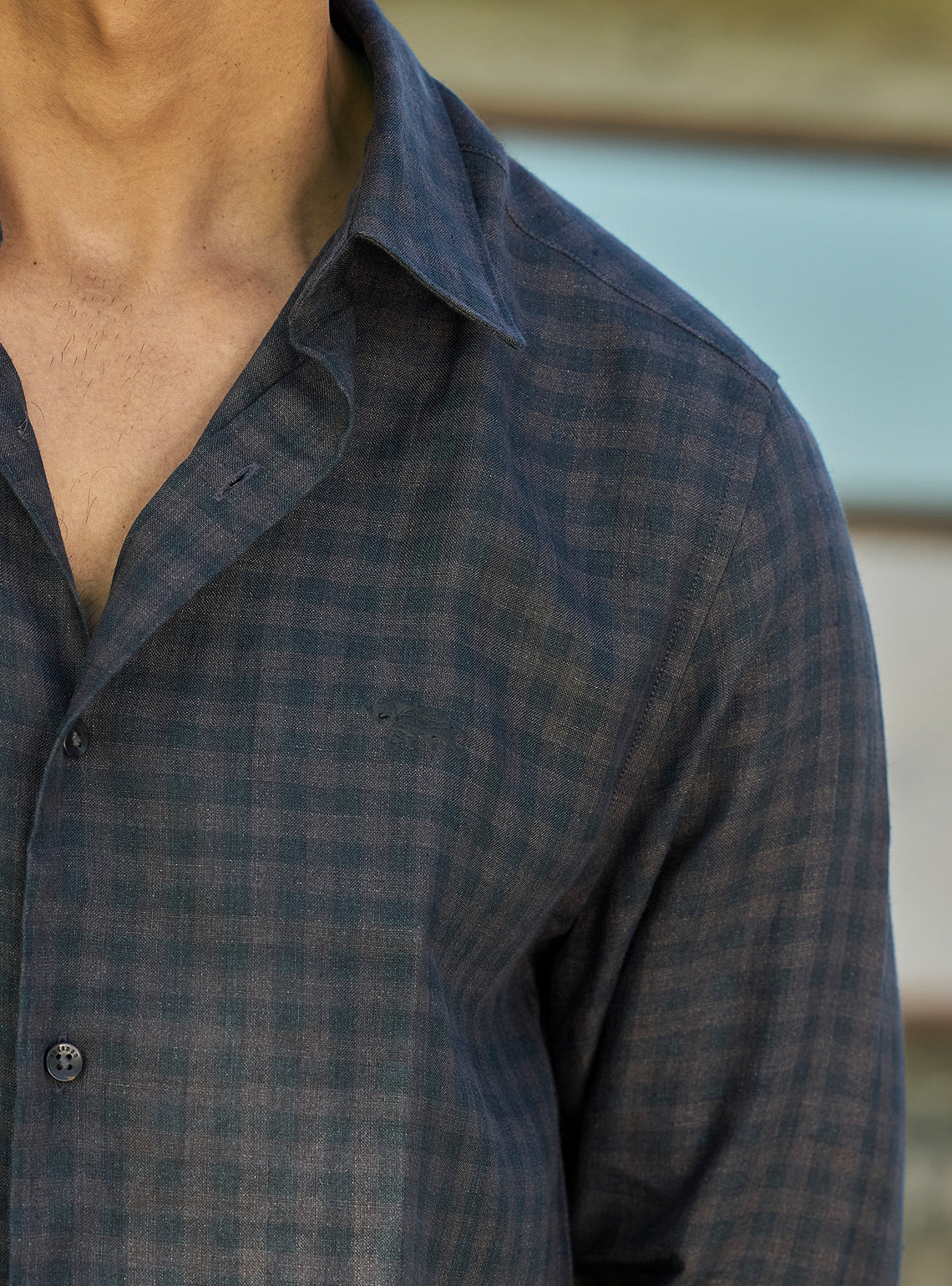 Tartan Black European Linen Check Shirt