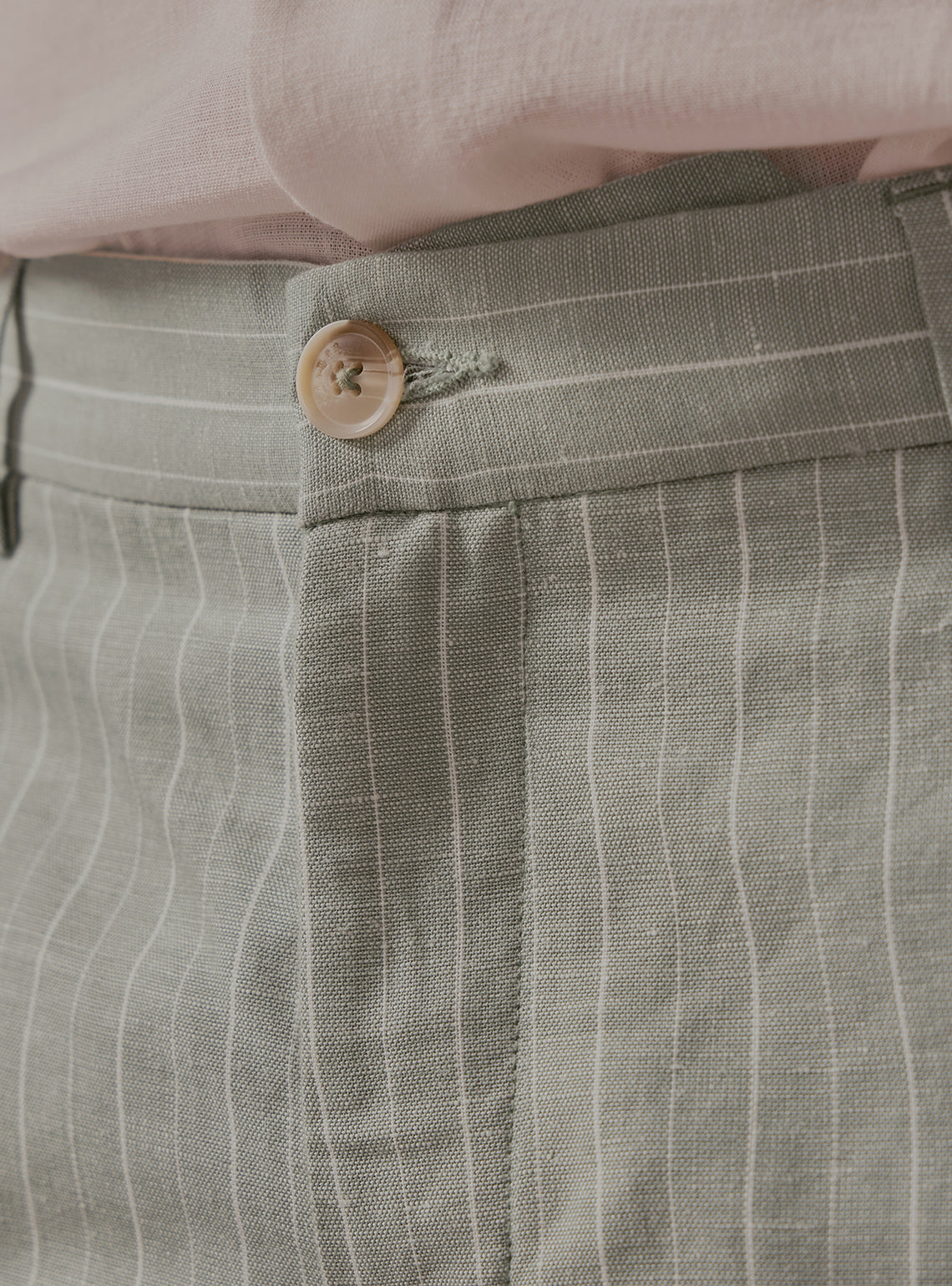 Harbour Green Linen Stripe Trousers