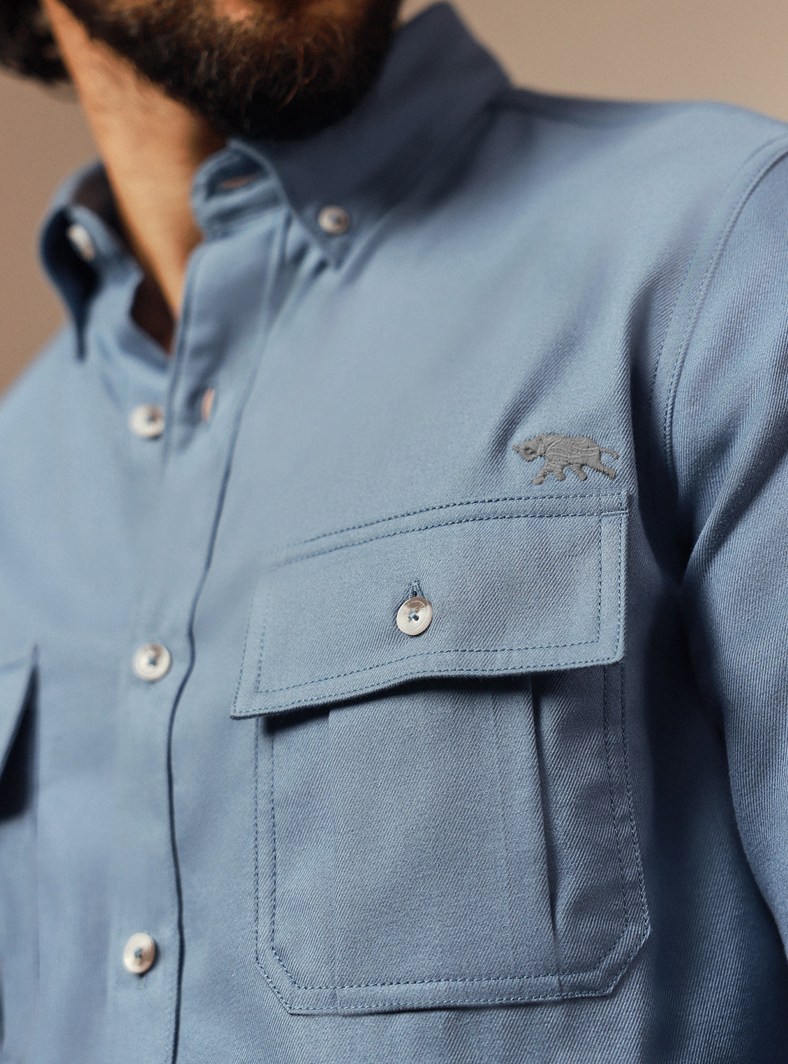Coastal Blue Cotton Twill Shirt