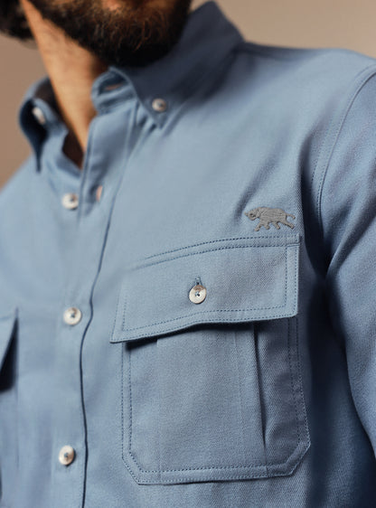 Coastal Blue Cotton Twill Shirt
