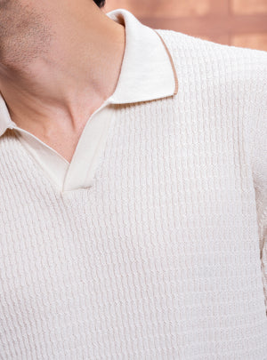 Sea White Cotton Knit Polo