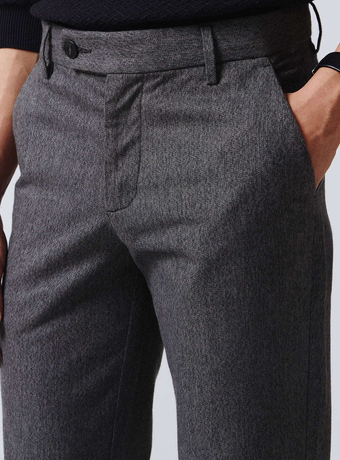 Mirage Grey Cotton Melange Trousers