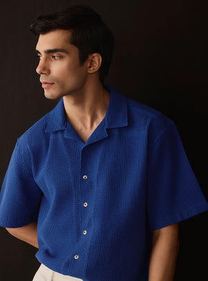 Lagoon Blue Cotton Resort Shirt