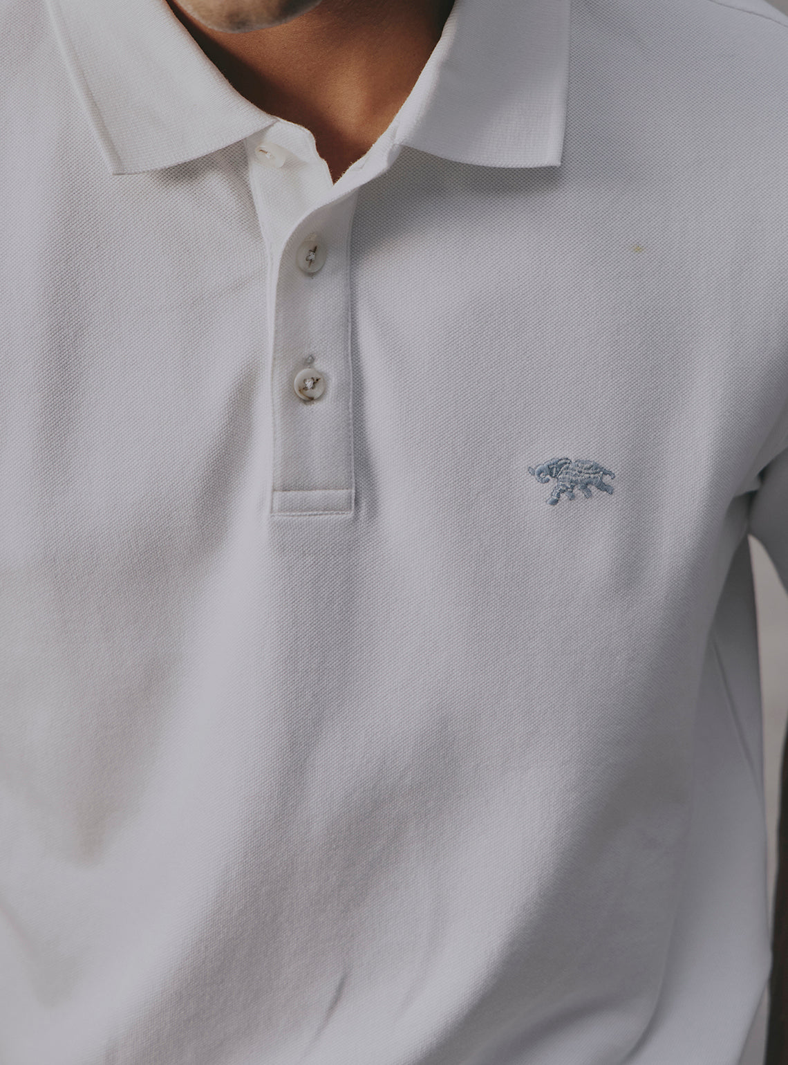 Basil White Cotton Stretch Polo