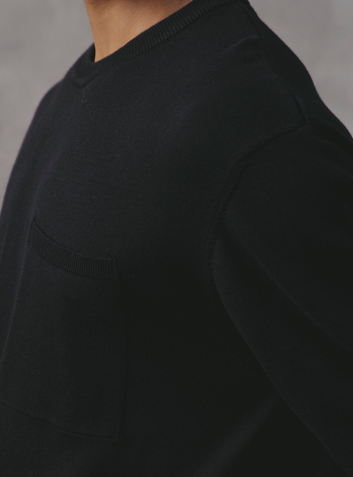 Charcoal Black Cotton Crewneck