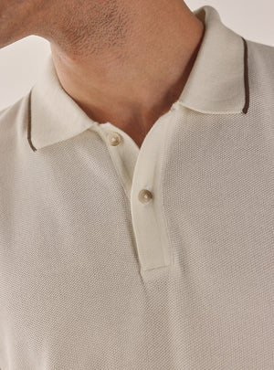 Malta White Cotton Bamboo Textured Polo