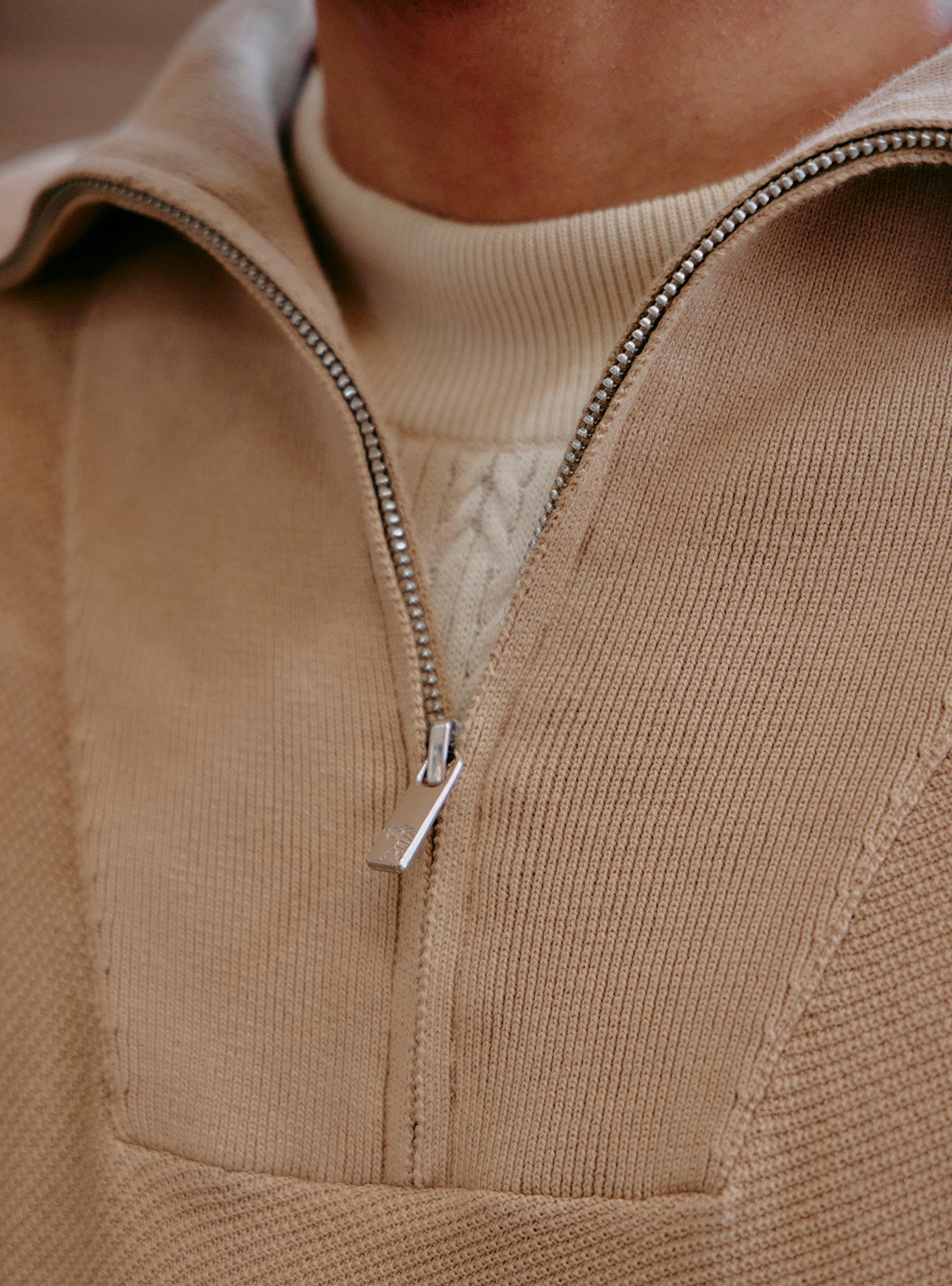 Almond Khaki Cotton Pullover