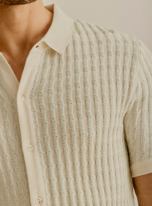 Cannes Off-White Cotton Knit Shirt