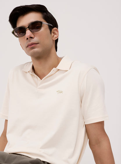Caramel Beige Cotton Jersey Polo
