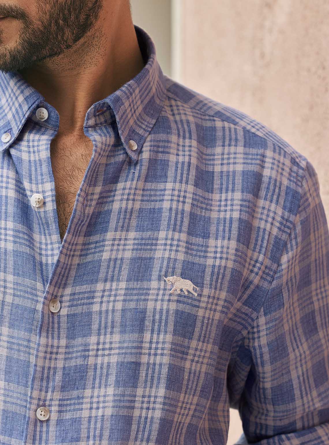 Mist Grey Check Linen Shirt