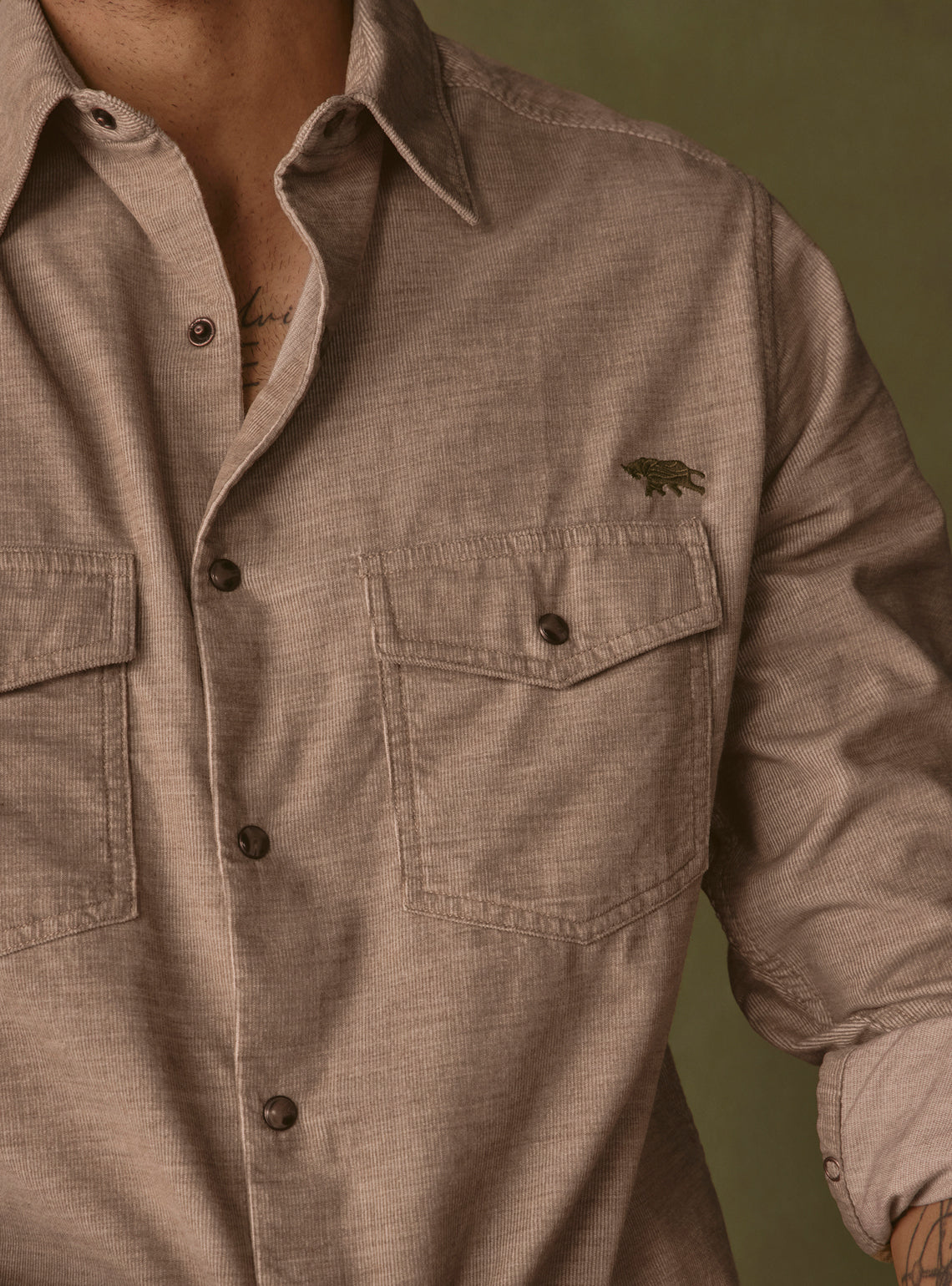 Sandstone Khaki Cotton Corduroy Shirt