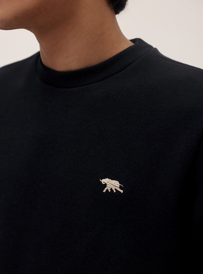 Onyx Black Cotton Blend Sweatshirt