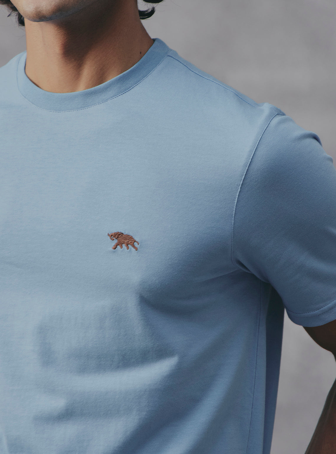 Azure Blue Cotton Blend Crewneck