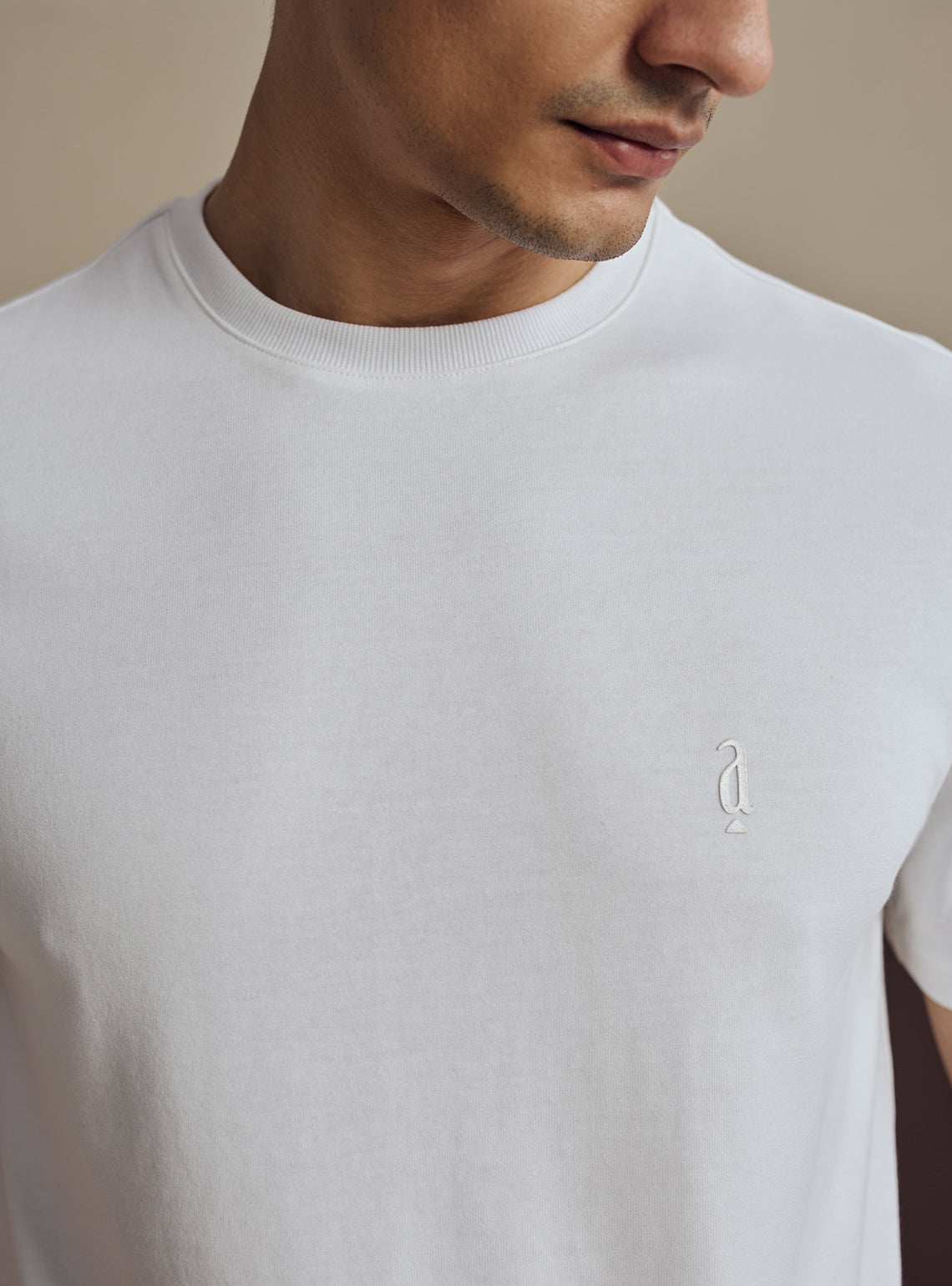 Winter White Cotton Blend Crewneck