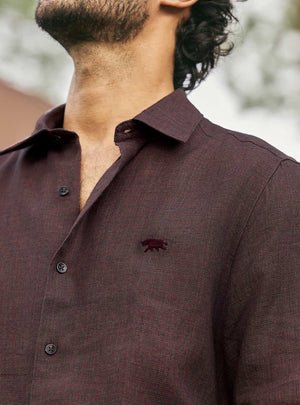 Inferno Black European Linen Check Shirt