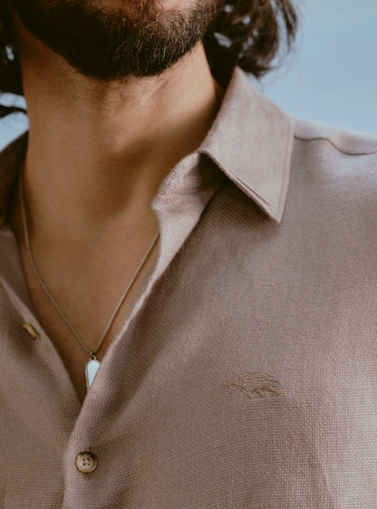 Silt Brown Linen Dobby Shirt