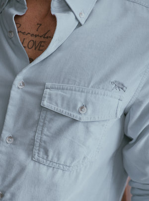 Glacier Blue Cotton Tencel Corduroy Shirt
