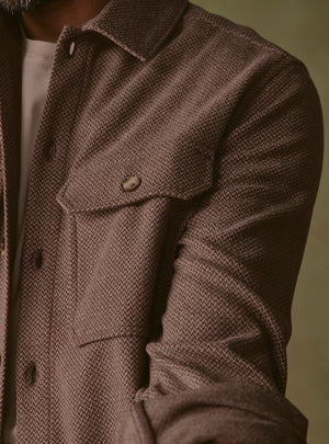 Burnt Brown Poly Stretch Overshirt
