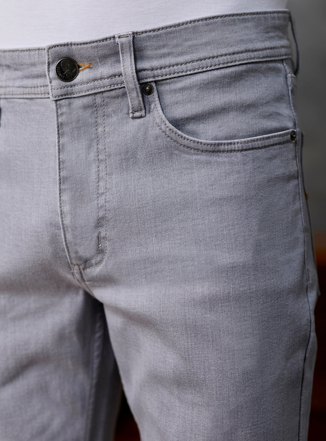 Cloud Grey Cotton Viscose Denim Jeans