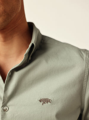 Cedar Green Cotton Stretch Oxford Shirt
