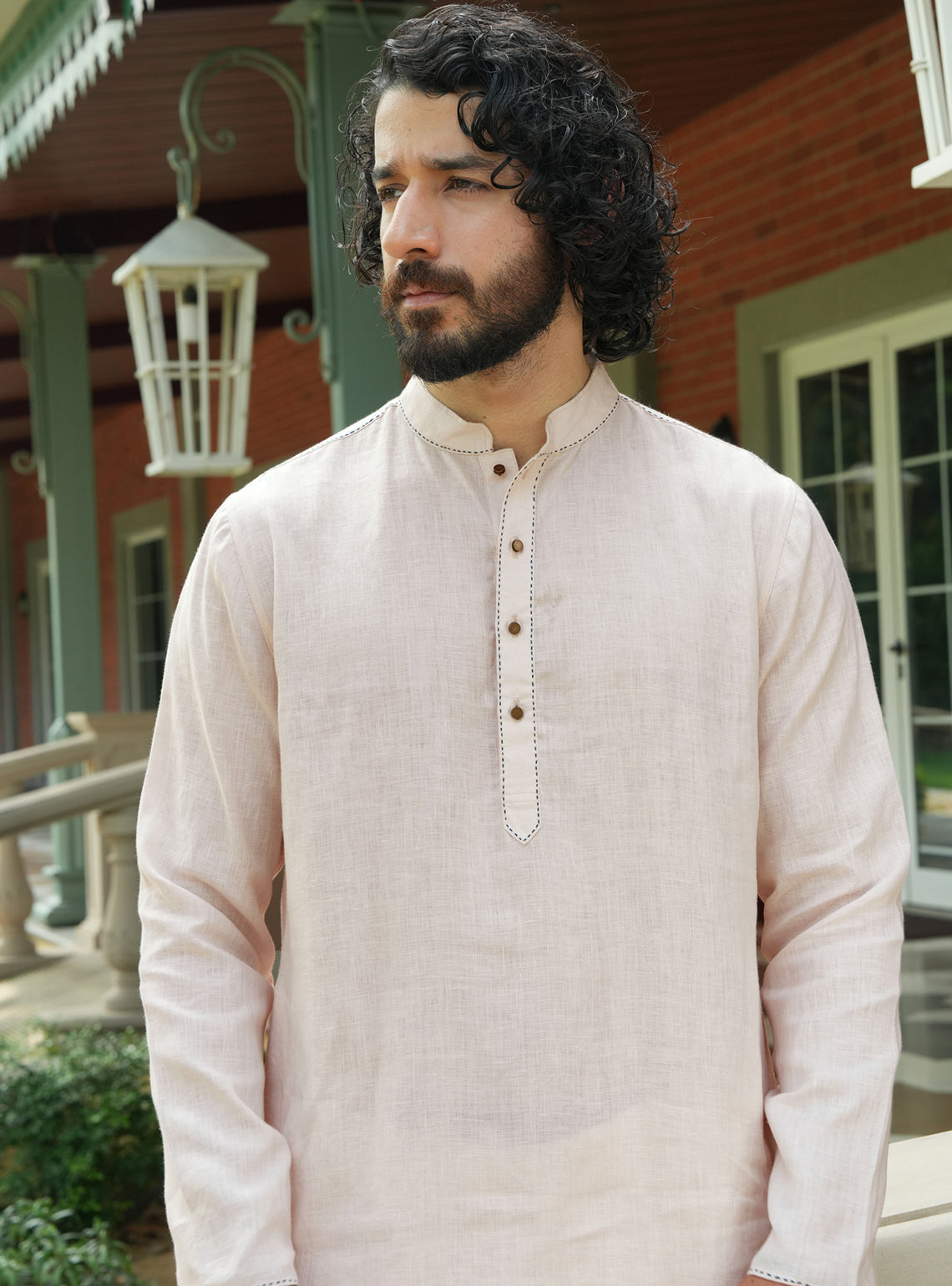 Dhav Beige Linen Kurta