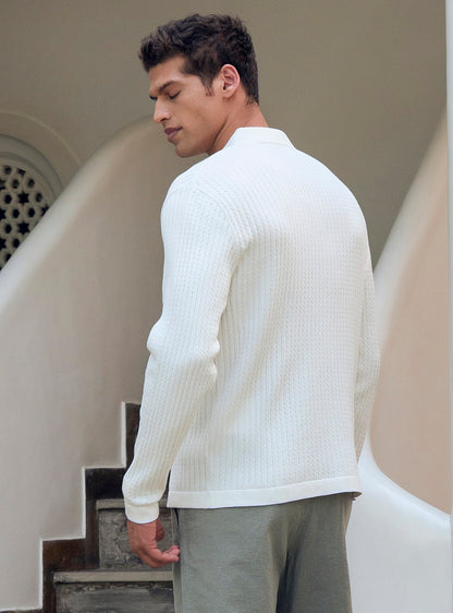 Iceberg White Cotton Micro Chevron Shirt