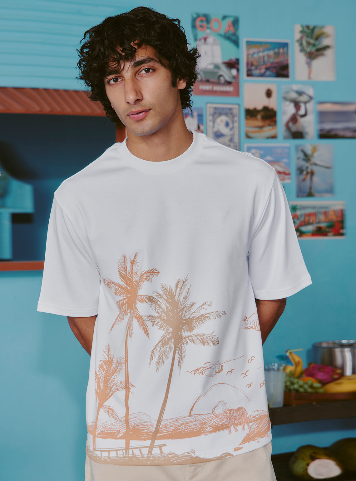 Martini White Cotton Print Crewneck